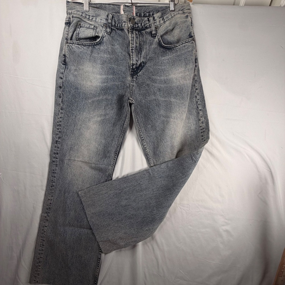 BDG 90s Bootcut Jeans 33 Blue Acid Wash Raw Hem Retro Denim